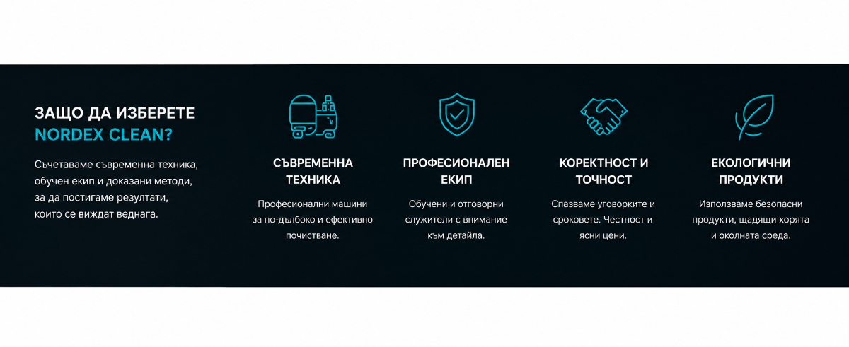 Защо да изберете Nordex Clean – съвременна техника, професионален екип, коректност и екологични продукти