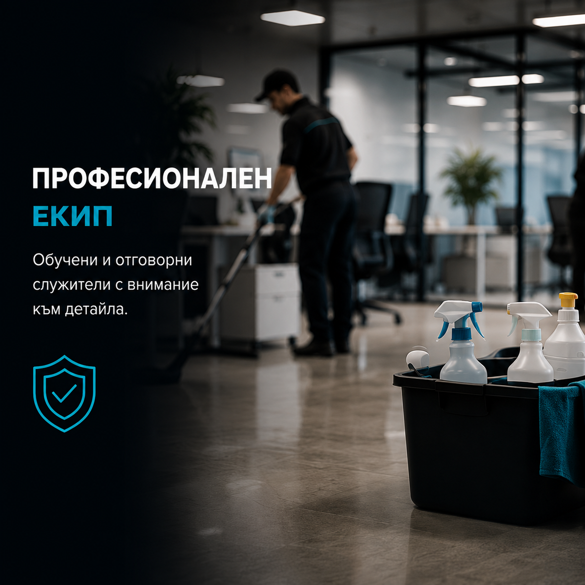 Професионален екип на Nordex Clean почиства офис